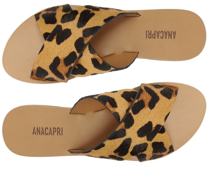 Rasteira Feminina Couro Tiras Cruzadas Estampa Onça Animal Print