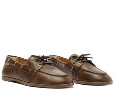 Mocassim Despojado Marrom com Napa Destroyed e Detalhe Amarração Elegante