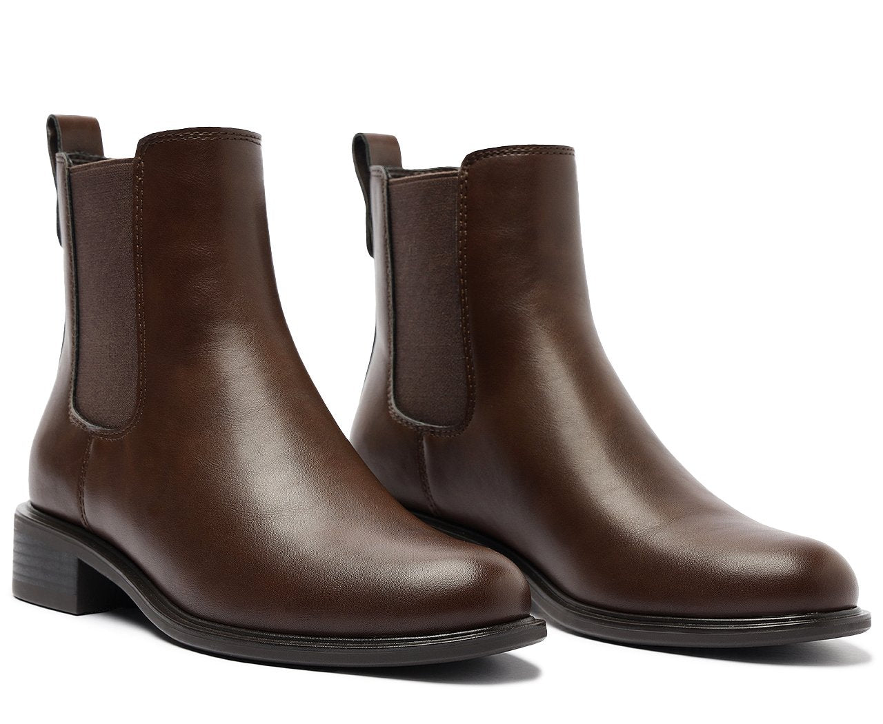 Bota Cano Curto Chelsea Marrom Feminina Com Salto Baixo