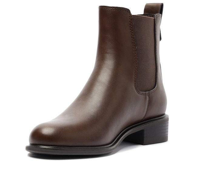 Bota Cano Curto Chelsea Marrom Feminina Com Salto Baixo