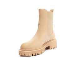 Bota Cano Médio Tratorada Nude com Elástico Lateral Confortável
