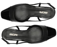 Sapatilha Slingback Feminina Salto Bloco Baixo Ponta Verniz Preta Confortável