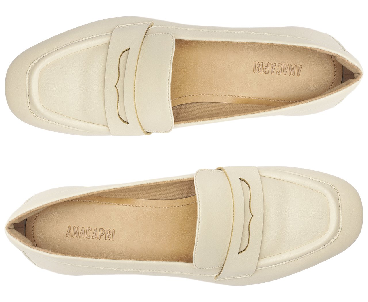 Mocassim Feminino Salto Bloco Loafer Branco Confortável