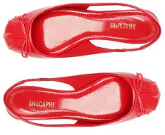 Sapatilha Slingback Laço Biqueira Verniz Vermelha