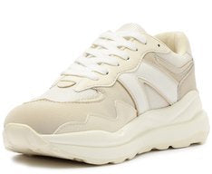 Tênis Feminino Sporty Mia Branco e Bege com Solado Leve