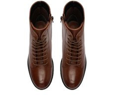 Bota Coturno Feminina Couro Marrom Cinnamon Solado Tratorado Flatform