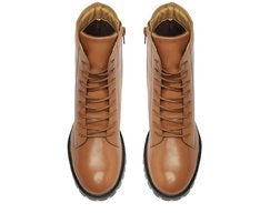Bota Coturno Feminina Couro Marrom Cano Curto Salto Baixo