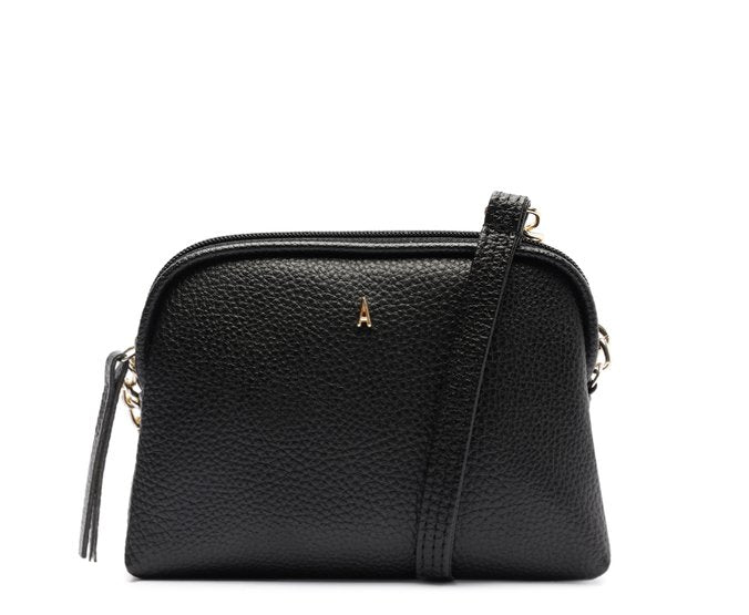 Bolsa Tiracolo Pequena Texturizada Preta