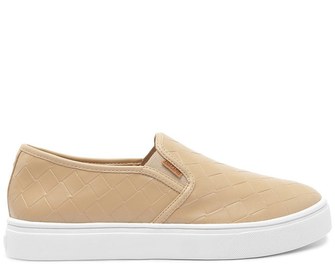 Tênis Slip On Sola Alta Liso Bege