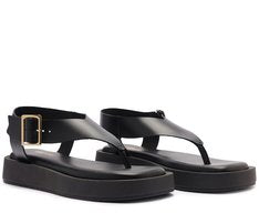Sandália Papete Nina Preta com Salto Flatform Baixo e Maxi Fivela Elegante