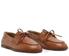 Mocassim Feminino Laço Boho Marrom Couro Sintético Confortável