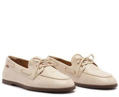 Mocassim Laço Boho Branco em Napa Texturizado com Solado Emborrachado