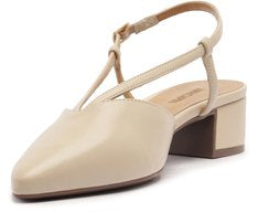 Sapatilha Slingback Salto Bloco Lisa Branca Conforto Elegante Feminina