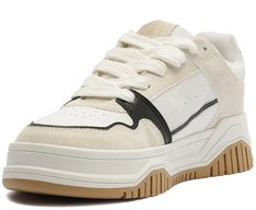 Tênis Sofi Branco e Preto com Solado Flatform Estruturado e Design Recortado