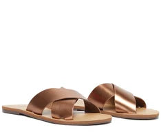 Rasteira Tiras Cruzadas Bronze