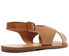Rasteira Feminina Monocolor Tiras Cruzadas Couro Marrom Confortável