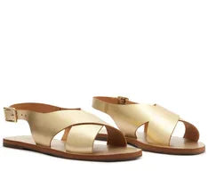 Sandália Monocolor Tiras Cruzadas Dourada
