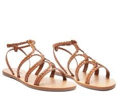 Sandália Gladiadora Tiras Boho Marrom