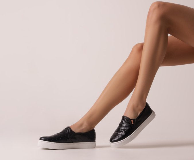 Tênis Slip On Sola Alta Liso Preto