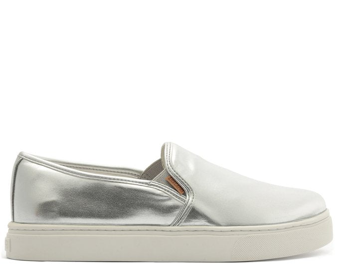 Tênis Slip On Sola Alta Liso Prata