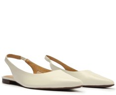 Sapatilha Feminina Branca Slingback Bico Fino Verniz Elegante