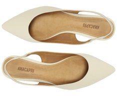 Sapatilha Feminina Branca Slingback Bico Fino Verniz Elegante