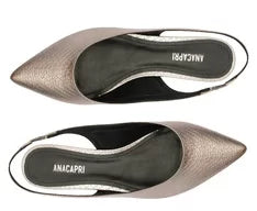 Sapatilha Slingback Bico Fino Textura Prata Grafite