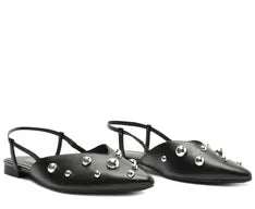 Sapatilha Slingback Maxi Tachas Preta
