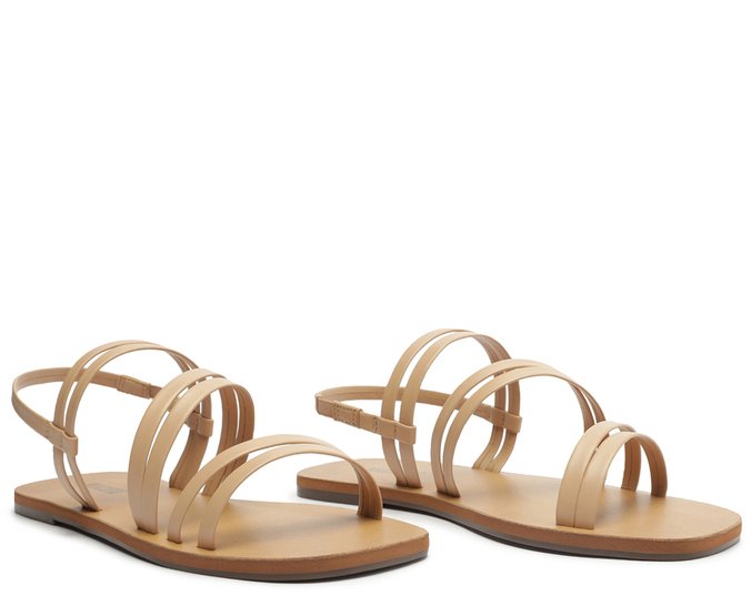 Rasteira Flat Multitiras Bege