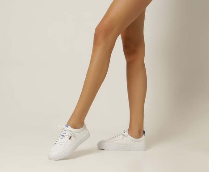 Tênis Básico Gorgurão Branco e Azul