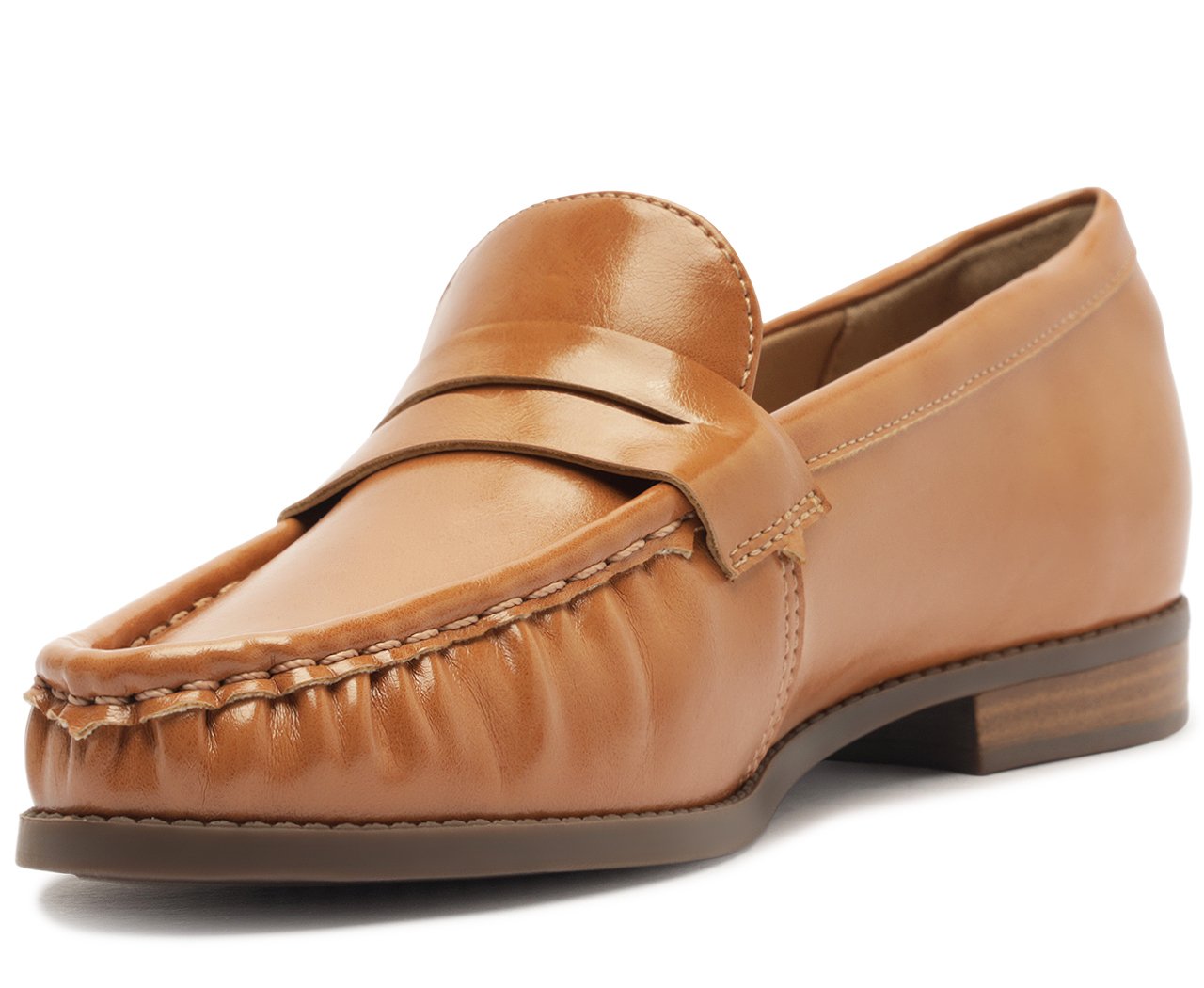 Mocassim Loafer Feminino Marrom Com Salto Rasteiro Confortável