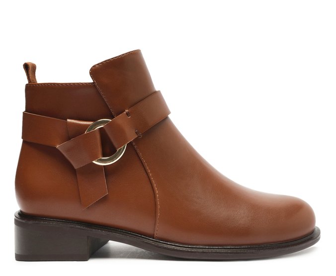 Bota Cano Curto Elo De Metal Marrom