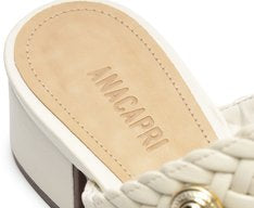 Sandália Mule de Salto Bloco com Tiras Pedrejadas Branca Elegante