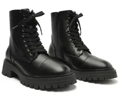 Bota Coturno Cano Curto Tratorada Preta