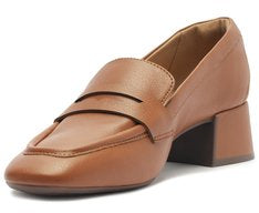 Mocassim Loafer Salto Bloco Marrom com Detalhes Modernos e Palmilha Confortável