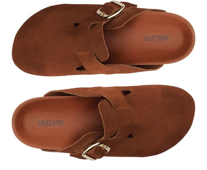 Mule Clog Acamurçada Couro Marrom com Maxi Fivela e Solado Tratorado