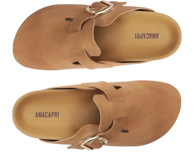 Mule Clog Acamurçada Couro Bege com Maxi Fivela Confortável