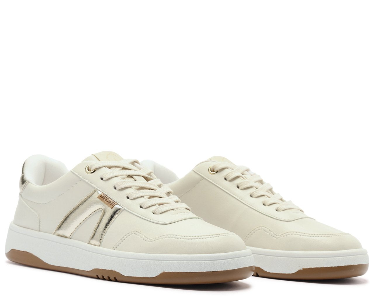Tênis AC1119 Bege E Dourado