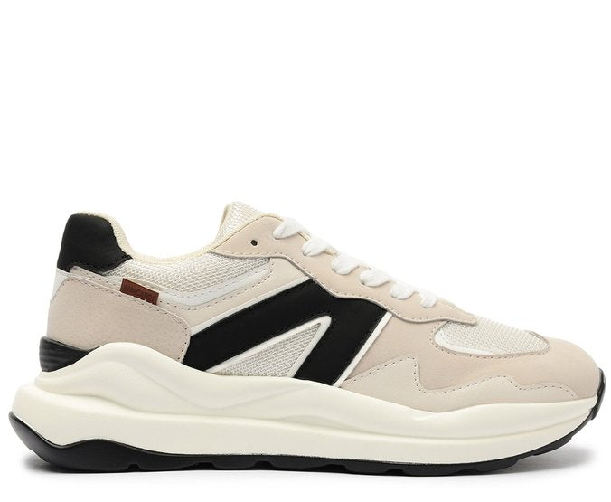 Tênis Sporty Mia Feminino Bege e Preto com Solado Esportivo Leve