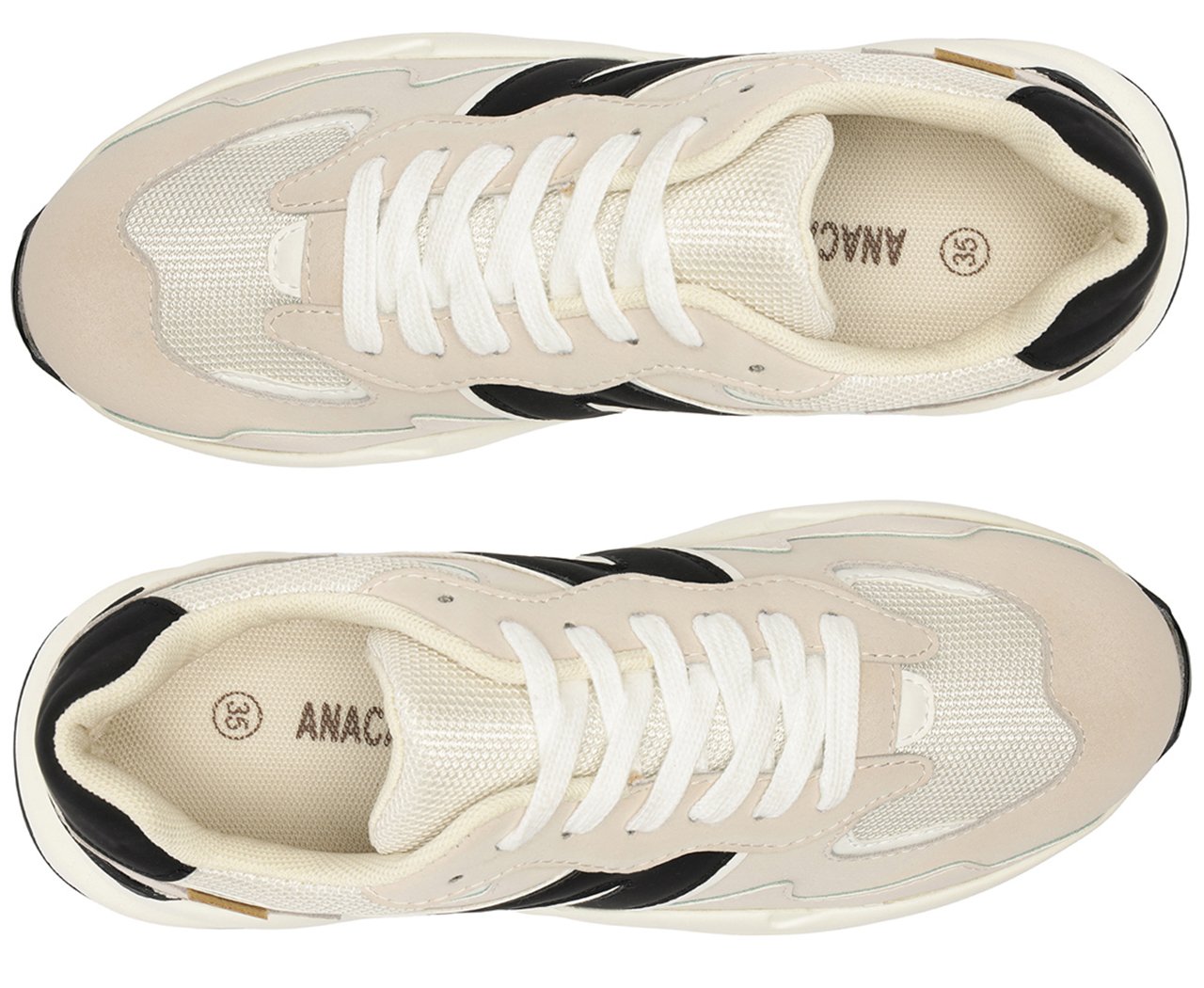 Tênis Sporty Mia Feminino Bege e Preto com Solado Esportivo Leve