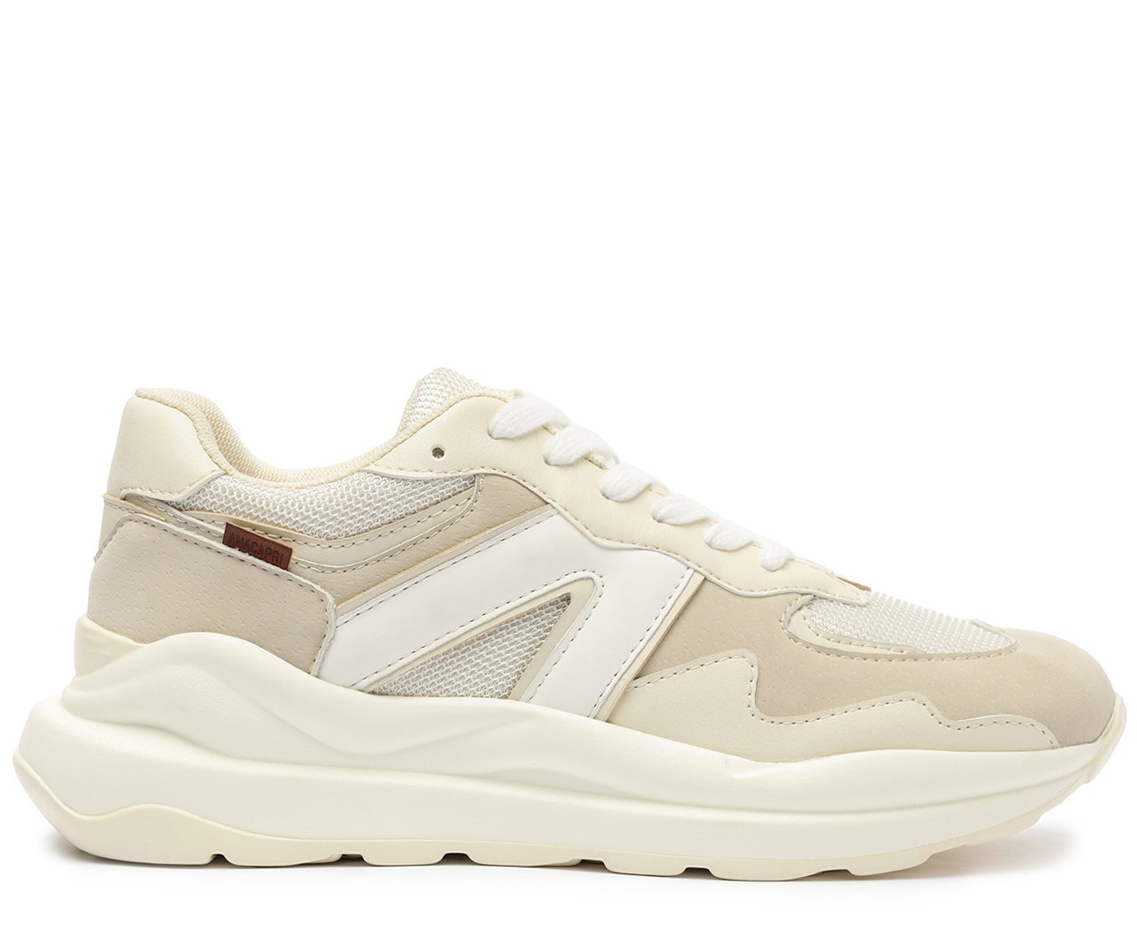 Tênis Feminino Sporty Mia Branco e Bege com Solado Leve