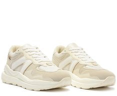 Tênis Feminino Sporty Mia Branco e Bege com Solado Leve
