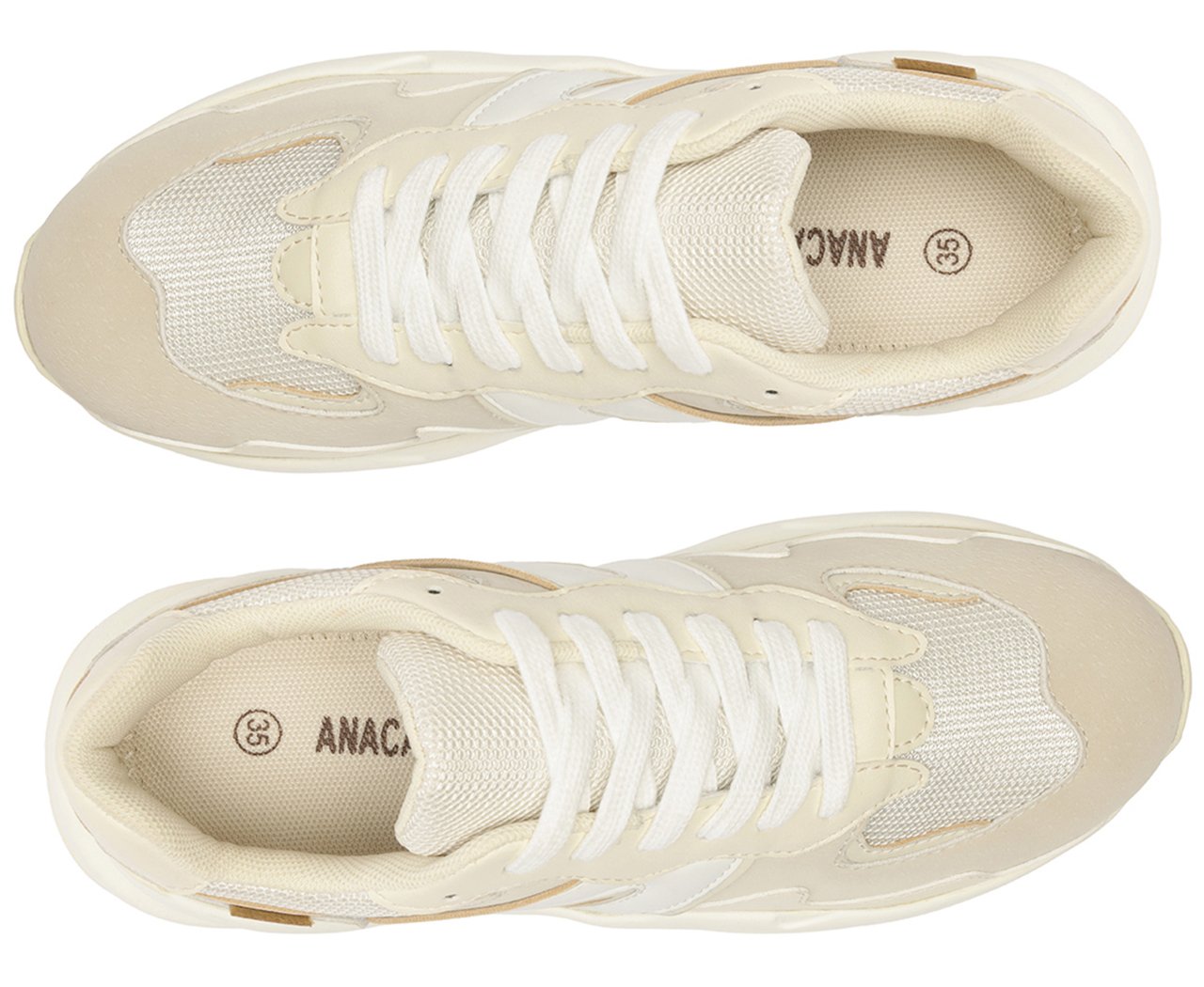 Tênis Feminino Sporty Mia Branco e Bege com Solado Leve