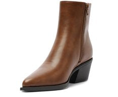 Bota Chelsea Salto Bloco Marrom Cano Curto Feminina Estilo