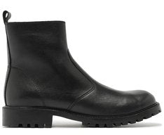 Bota Tratorada Feminina Cano Curto Couro Preto Salto Baixo