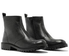 Bota Tratorada Feminina Cano Curto Couro Preto Salto Baixo