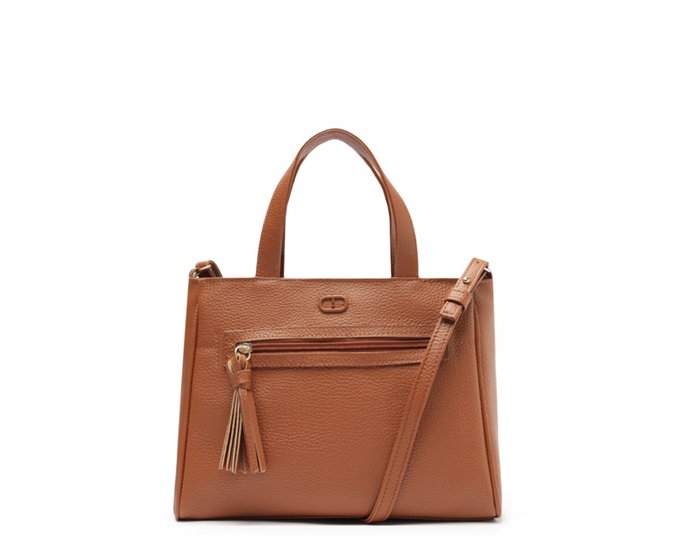 Bolsa Tote Média Bolso Frontal Barbicacho Marrom