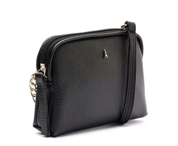 Bolsa Tiracolo Pequena Texturizada Preta