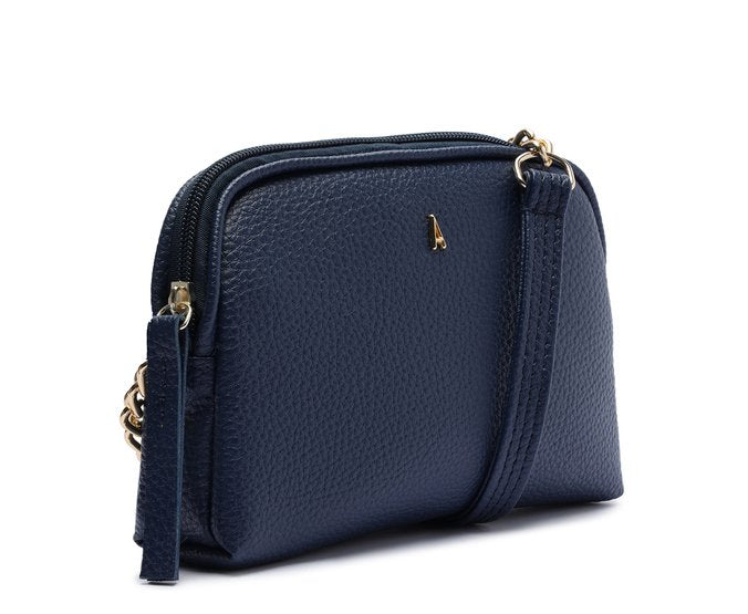 Bolsa Tiracolo Pequena Texturizada Azul