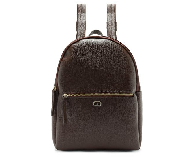 Mochila Média Zíper Frontal Marrom Curcuma